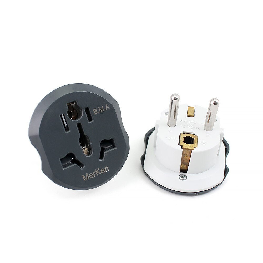 EU Plug Adapter Universal 16A EU Converter 2 Round Pin Socket AU UK CN US To